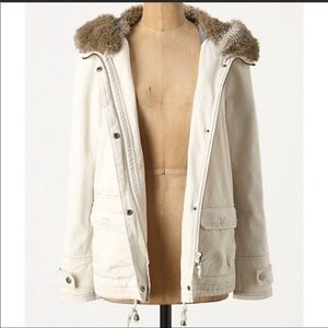 Cargo jacket with fake fur lined hood